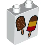 Duplo Brick 1 x 2 x 2 with Bottom Tube - 2 Ice Cream Treats on Sticks print