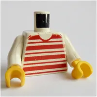 Torso Horizontal Red Stripes Print, White Arms, Yellow Hands