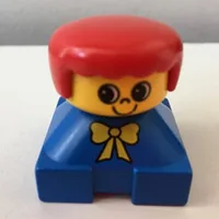 Duplo 2 x 2 x 2 Figure Brick, Rounded Bangs, Red Hair, Yellow Bow Print