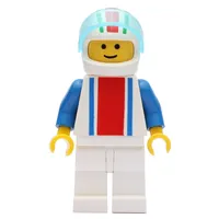 Racer - White Torso with Red/Blue Stripes, White Legs, White Helmet