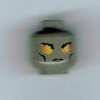 Minifig Head Dragon Fortress Guardian, Yellow and Orange Eyes, Cheek Lines Print
