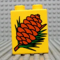 Duplo Brick 1 x 2 x 2 with Pinecone Print