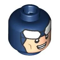 Minifig Head Batman, Light Nougat Face print, Big White Eyes on Forehead, Smile