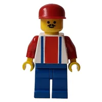 Soccer Player White Torso with Blue/Red Stripes, Blue Legs #9