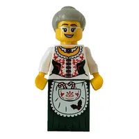 Mrs. Claus, White Corset with Red Sides, Apron with Candy Canes, Dark Green Dress