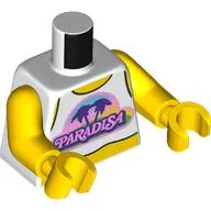 Torso, White Shirt, Pink 'PARADISA' print, Yellow Arms and Hands