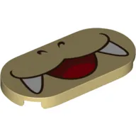 Tile Round 2 x 4 with Smiling Mouth with Fangs (Iggy Koopa) Print