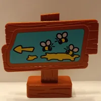 Duplo Sign, Wood Grain with Bees, Honey and Arrow Print