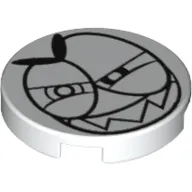 Tile Round 2 x 2 with Bottom Stud Holder with Grinning Nixel Face Print