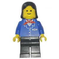 Train Worker - Blue Jacket, Black Legs, Female, Black Hair