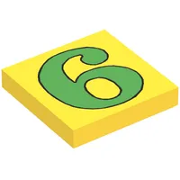 Tile 2 x 2 with Number 6 / 9 Green Print