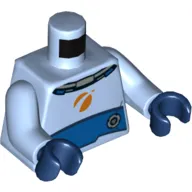 Torso Space Suit, Orange Mars Exploration Logo Print, Bright Light Blue Arms, Dark Blue Hands