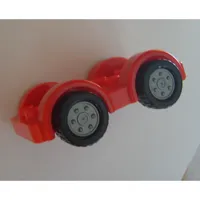 Duplo Car Base 2 x 6 with Four Black Tires and Metallic Silver Wheels on Removable Axles