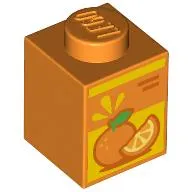 Brick 1 x 1 with Orange Juice Box print