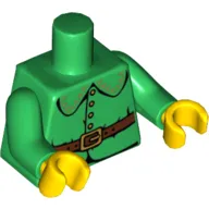 Torso Rounded Collar, 4 Gold Buttons and Brown Belt with Gold Buckle Print, Green Arms, Yellow Hands