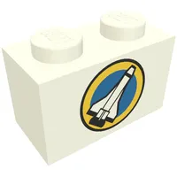 Brick 1 x 2 with Shuttle and Yellow Circle Print