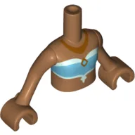 Minidoll Torso Girl with Medium Azure and Light Aqua Tube Top with Gold Necklace Print, Medium Nougat Arms and Hands