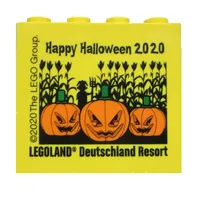 Brick 2 x 4 x 3 with 'LEGOLAND Deutschland Resort Happy Halloween 2020' Print