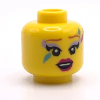 Minifig Head, Reddish Brown Eyebrows, Red Lips, Face Paint and Open Mouth / Smile Print