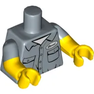 Torso, Dual Molded Arms, Shirt Pockets, Buttons, Name Tag Print, Sand Blue Sleeves Pattern, Yellow Arms and Hands