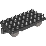 Duplo Train Wagon Base 4 x 8 with Light Bluish Gray Wheels and Moveable Hook
