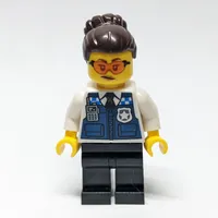 Gracie Goodhart, Dark Blue Police Vest, Dark Brown Hair