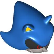Minifig Head Special, Metal Sonic with Black/Red Eyes, Silver Nose print