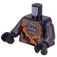 Torso, Ninja Robes, Orange Trim, Gold Decorations, Silver Armor Plating print, Pearl Titanium Arms, Black Hands