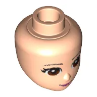 Minidoll Head with Brown Eyes, Pink Lips and Closed Mouth Print