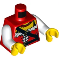 Torso Corset with Diagonal Belt Print, White Arms, Yellow Hands