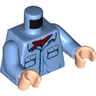 Torso Shirt, Pockets, Red Sash Print, Medium Blue Arms, Light Nougat Hands