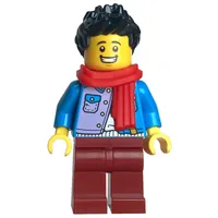 Dark Azure Torso, Dark Red Legs, Black Hair