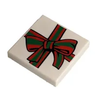 Tile 2 x 2 with Red and Green Ribbon with Bow (Gift) Print