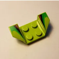 Mudguard 2 x 4 with 2 x 2 Studs and Flared Wings, Red/Black Stripe and Green Fade Print