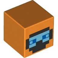 Minifig Head Special, Cube with Pixelated Black Goggles, Bright Light Blue Visor print