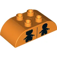Duplo Brick 2 x 4 Curved Top with Black Girl and Boy Silhouettes (Unisex Restroom) Print
