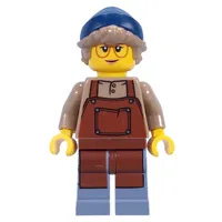 Barista, Reddish Brown Apron, Dark Blue Beanie