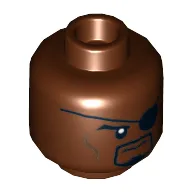 Minifig Head Nick Fury, Eyepatch, Goatee and Cheek Lines Print [Hollow Stud]