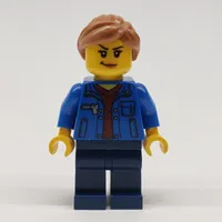 Woman, Blue Jacket, Dark Blue Legs, Medium Nougat Hair