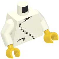 Torso Jacket, Zipper Curved, and Pocket Print, White Arms, Yellow Hands