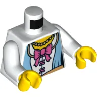 Torso Corset with Medium Blue Panels, Pink Bow, Pearl Necklace and Gold Belt Print (Princess), White Arms, Yellow Hands