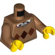 Torso Argyle Sweater with White Shirt Collar Print, Medium Nougat Arms, Yellow Hands