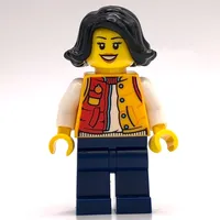 Orange Torso, Dark Blue Legs, Black Hair