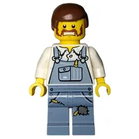 Man, Sand Blue Overalls, Reddish Brown Hair, Beard (Farmer)