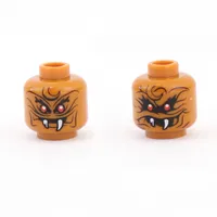 Minifig Head Commander Raggmunk, Dual Sided, Red Eyes, Wrinkles, White Fangs, Narrow Eyes / Wide Eyes, Open Mouth Print [Hollow Stud]