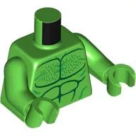 Torso, Bare Chest, Dark Green Muscle Lines (Hulk) print, Bright Green Arms and Hands
