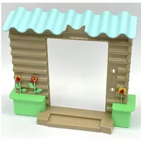 Duplo Wall 10 x 2 x 7 with Corrugated Wall and Roof with Flower Pots