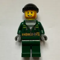 Criminal, Open Dark Green Jacket over Prison Shirt, Black Hat, Beard