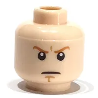 Minifig Head Obi-Wan Kenobi, Dark Orange Eyebrows, White Pupils and Brown Chin Dimple Determined / Smiling Print