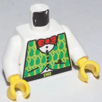 Torso Shirt, Green Vest, and Red Bow Tie Print, White Arms, Yellow Hands